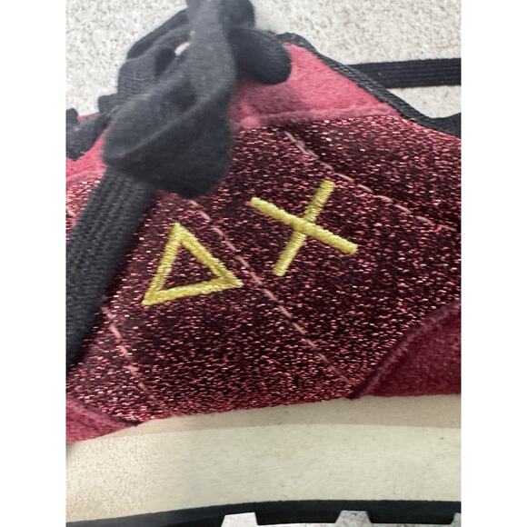 SUN68 ITALY ALLY GLITTER DONNA SNEAKERS BORDEAUX WOMENS US 8 - Picture 9 of 9